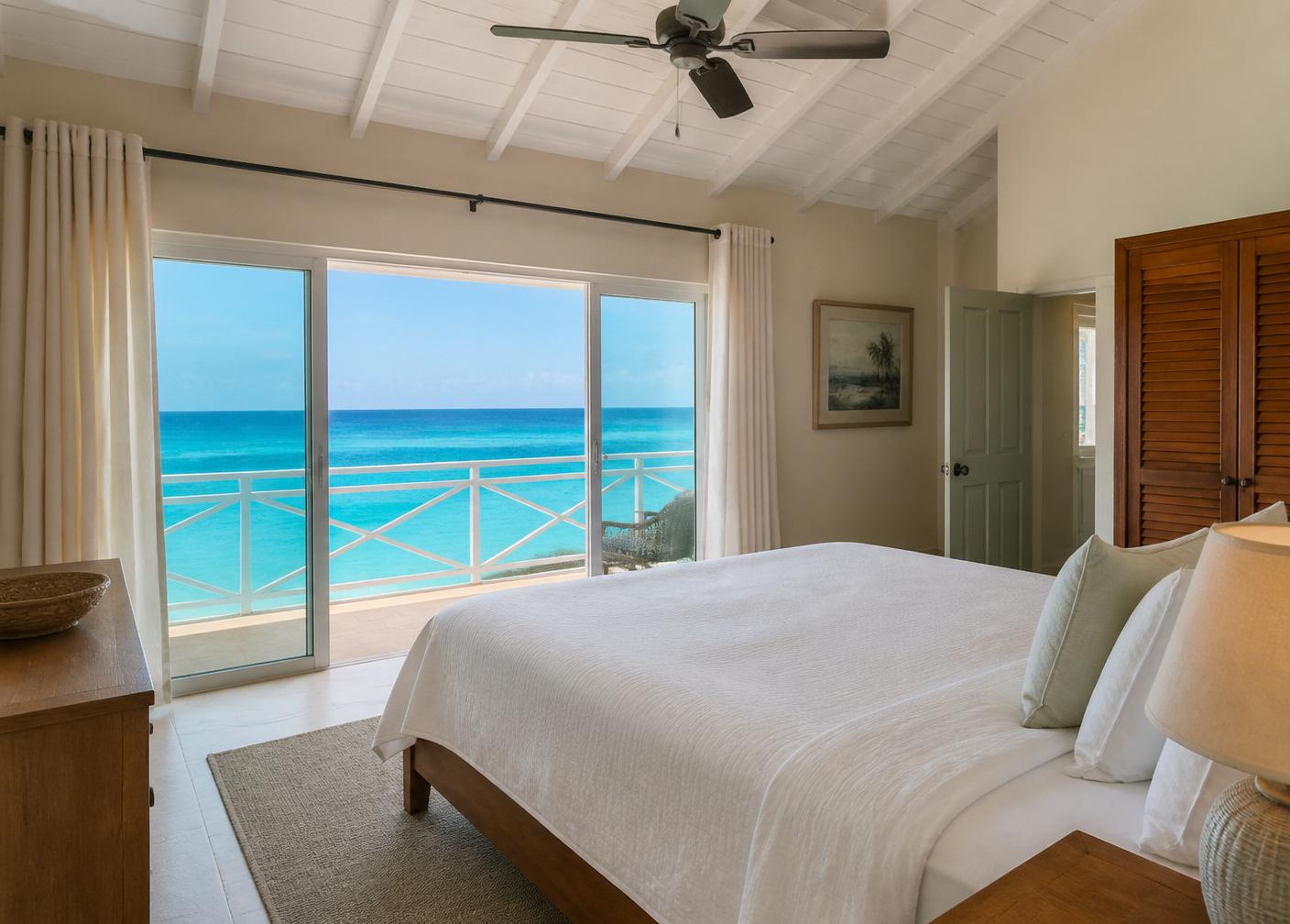 One of 3 top-floor guest bedrooms with direct ocean view